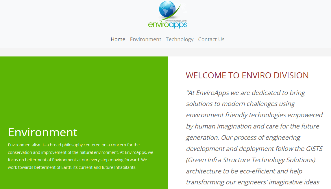 Enviroapps design system interface showing environmental applications